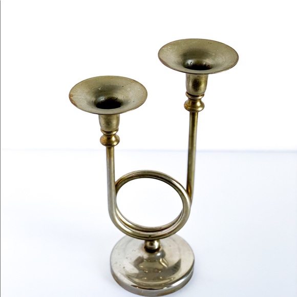 Vintage Accents Vintage Brass Candlestick Mcm Double French Horn